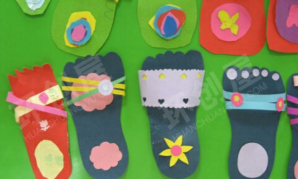 幼儿园手工拖鞋作品展示图片