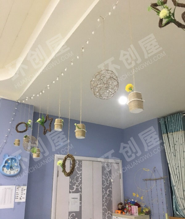幼儿园环创原木风吊饰图片