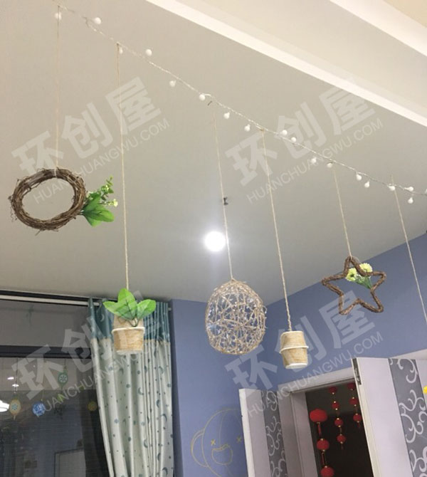 幼儿园环创原木风吊饰图片