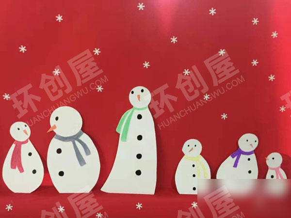 幼儿园冬季主题小雪人门窗贴纸图片