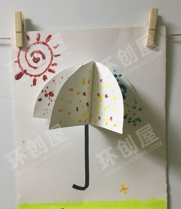 幼儿园小花伞作品展示墙图片