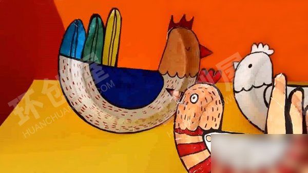 幼儿园美工区能动的纸盘小鸡图片