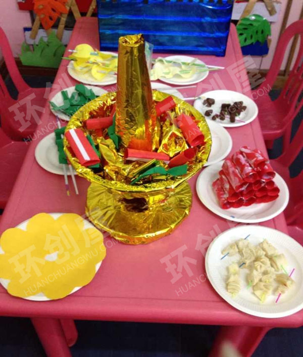 幼儿园角色游戏火锅店各色菜品图片