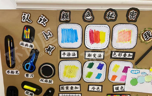 幼儿园多彩的颜色墙面布置图片