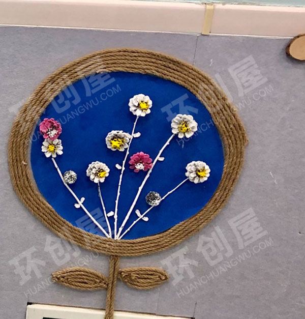 幼儿园走廊麻绳原木风楼道墙饰图片