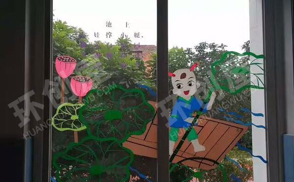 幼儿园教室窗户环创中华文学风格图片