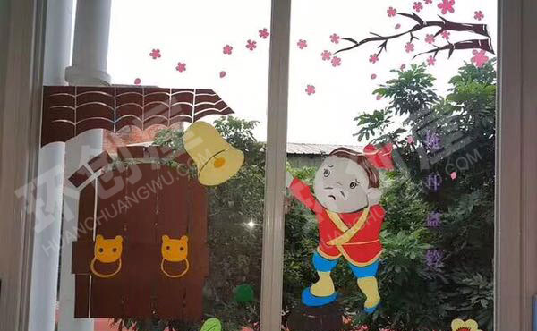 幼儿园教室窗户环创中华文学风格图片