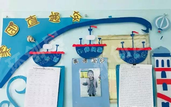 幼儿园蓝色风家园联系栏图片