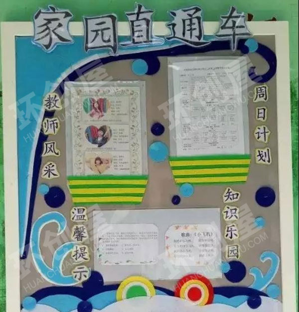 幼儿园蓝色风家园联系栏图片