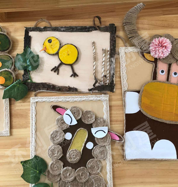 幼儿园老师棉麻线绳创意手工作品展示图片