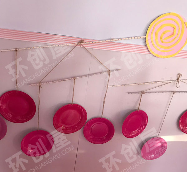 幼儿园走廊环创粉色糖果图片
