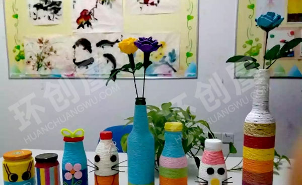 幼儿园纸绳遇上瓶瓶罐罐的奇妙创意作品展示图片