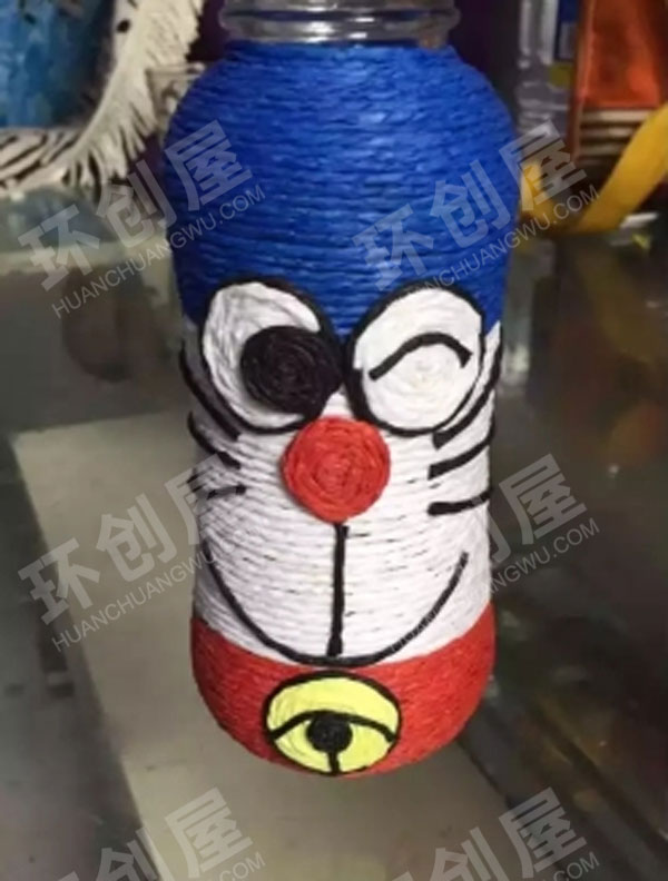 幼儿园纸绳遇上瓶瓶罐罐的奇妙创意作品展示图片
