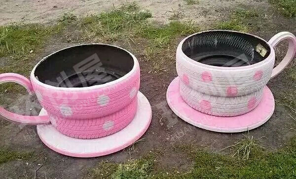 幼儿园户外轮胎的多样布置图片