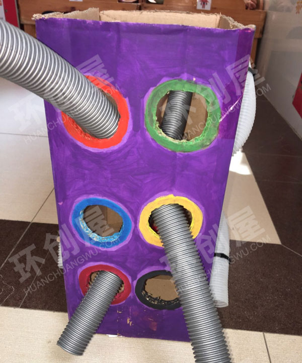 幼儿园科学区自制教玩具神秘管道图片