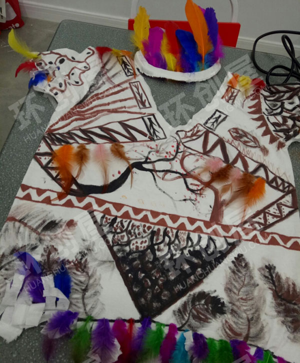 幼儿园角色区制作印第安人衣服图片