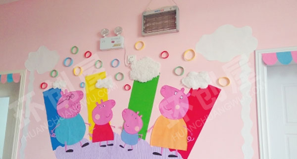 幼儿园墙面布置佩奇主题图片