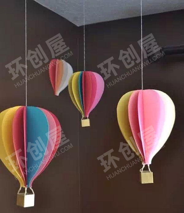 幼儿园纸制热气球吊挂饰图片