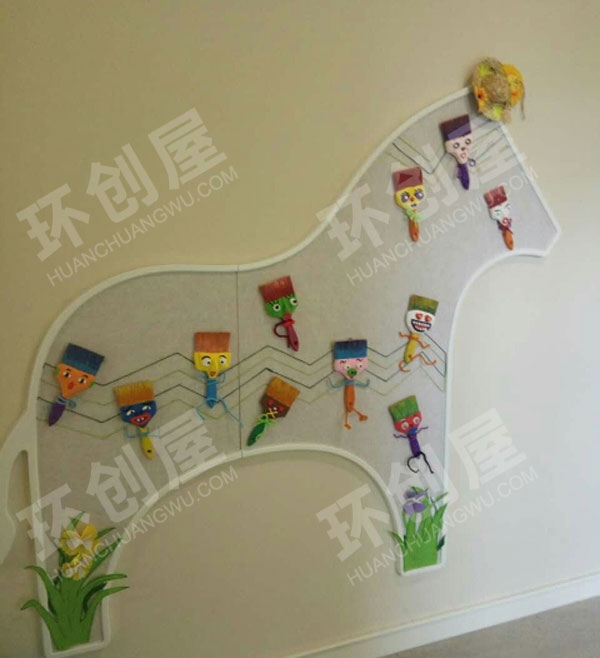 幼儿园走廊墙面动物线连装饰环创图片