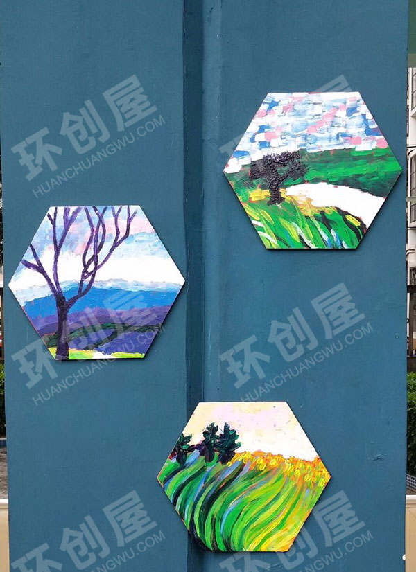 幼儿园户外走廊墙柱丙烯画环创图片