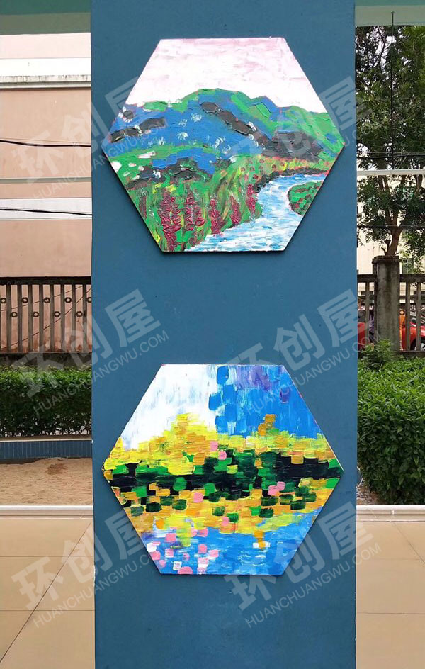 幼儿园户外走廊墙柱丙烯画环创图片