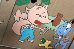 幼儿园阅读区纸箱小故事环创图片5张