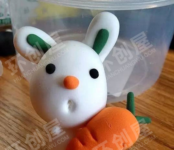 幼儿园美工区黏土玉兔图片