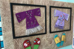 幼儿园走廊刺绣特色课程墙面展示图片8张