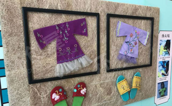 幼儿园走廊刺绣特色课程墙面展示图片