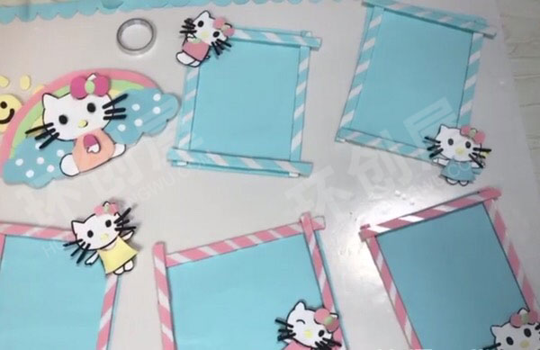 幼儿园蓝色边框主题家园联系栏图片