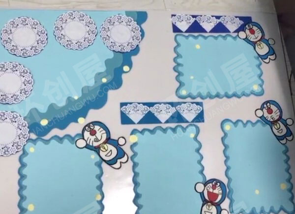 幼儿园蓝色边框主题家园联系栏图片