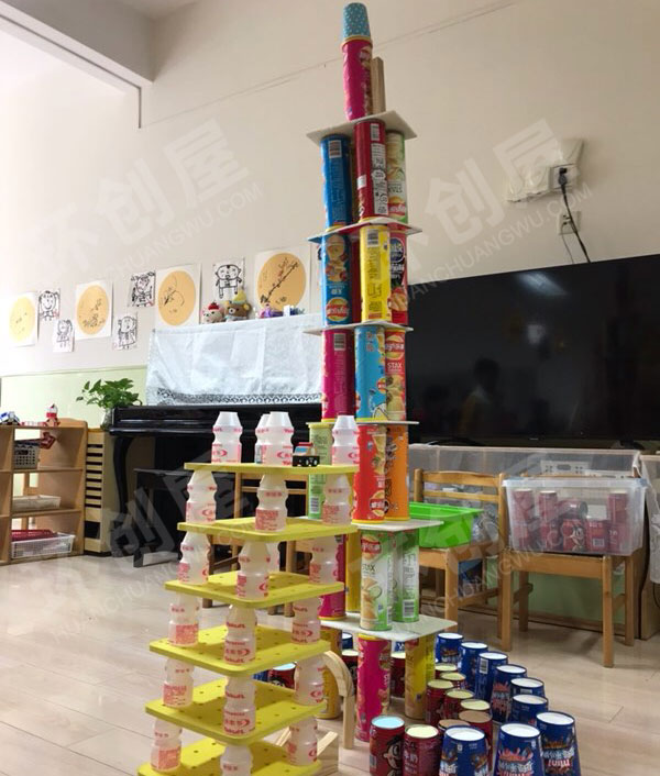 幼儿园废物利用建构区环创我们的城市图片