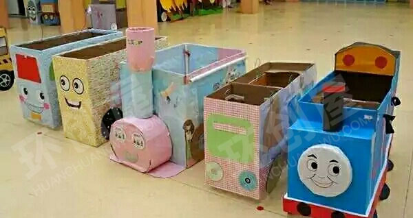 幼儿园走廊装饰鞋盒变废为宝图片