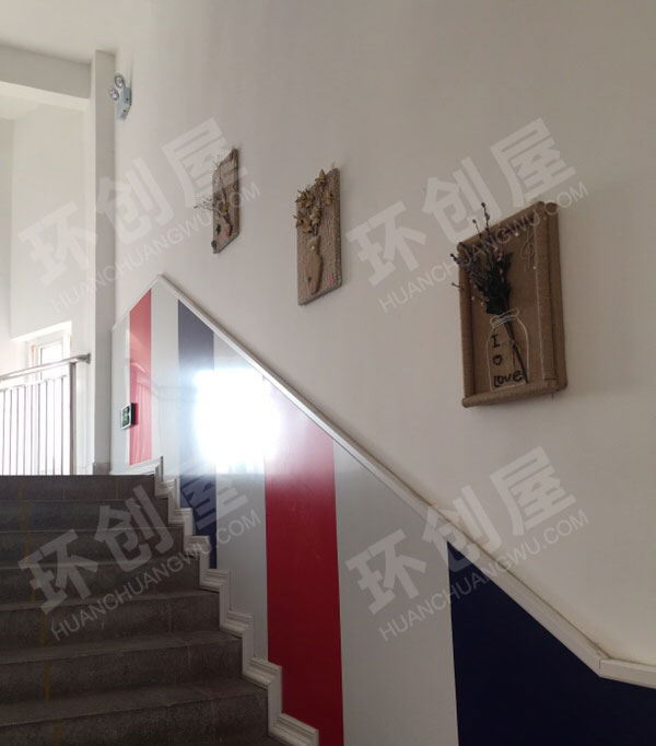 幼儿园楼梯走廊唯美干枝装饰画图片