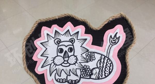幼儿园线描画作品展示环创图片