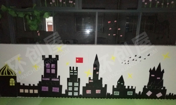 幼儿园建构区废物利用纸盒高楼建筑图片