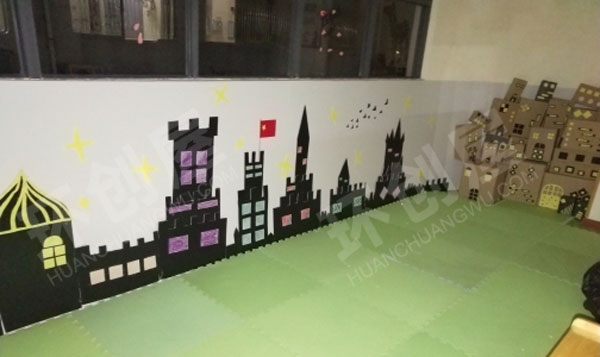幼儿园建构区废物利用纸盒高楼建筑图片