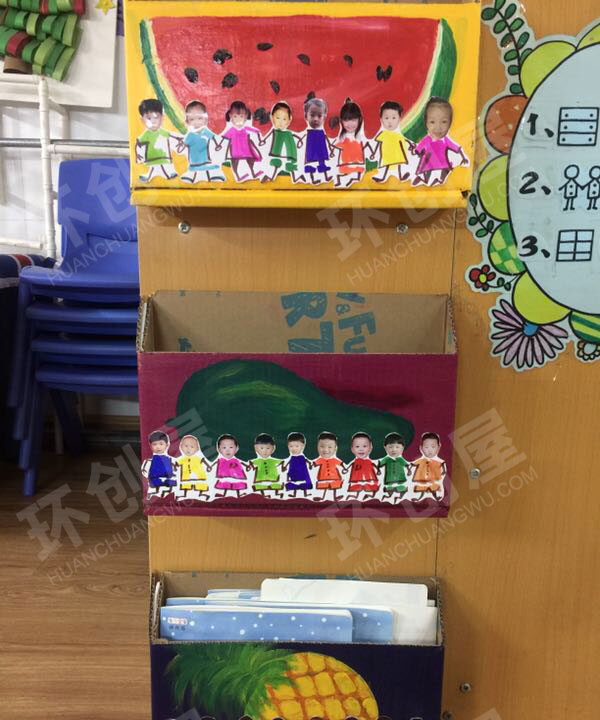 幼儿园阅读区废物利用制作书盒图片