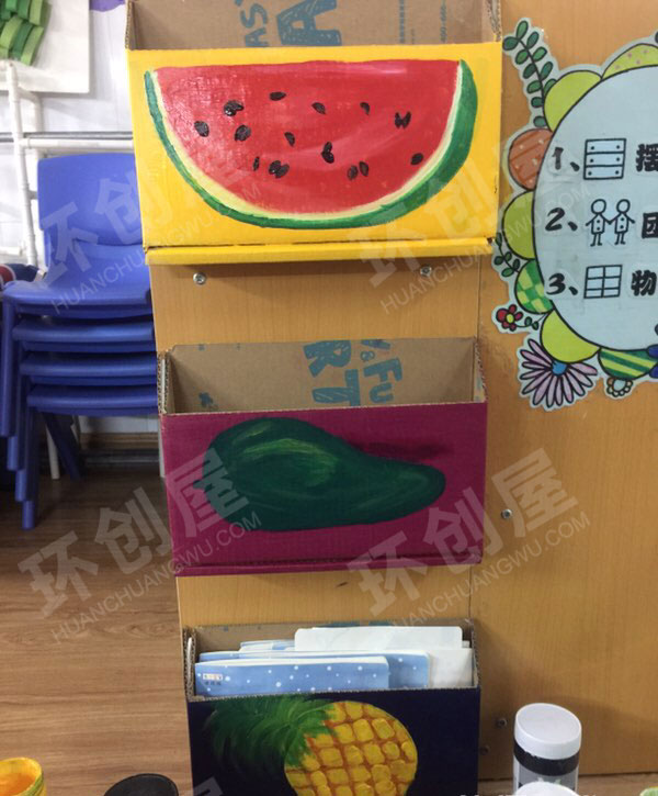 幼儿园阅读区废物利用制作书盒图片