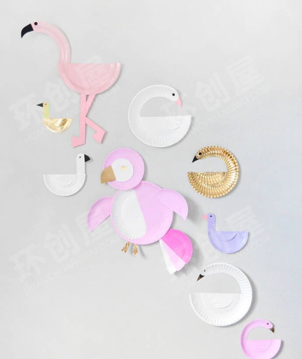 幼儿园美工区粉嫩系列的纸盘手工作品图片