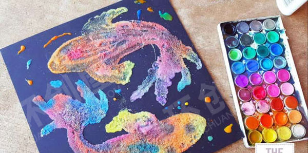 幼儿园美工区中秋胶水锦鲤画图片