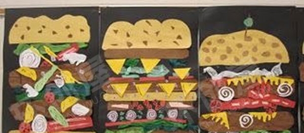 幼儿园角色区好吃的食物汉堡包图片