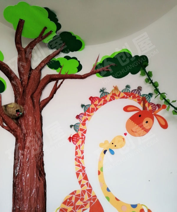 幼儿园卡通森林系墙饰图片