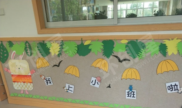 幼儿园绿色系卡通墙面布置图片