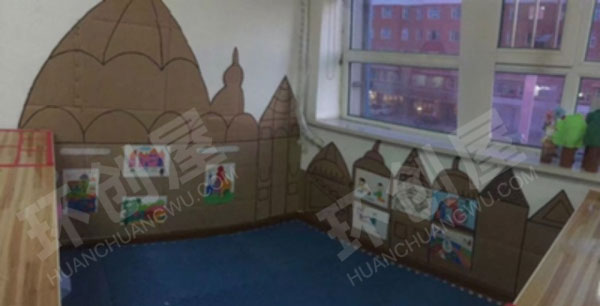 幼儿园建构区精美墙面布置图片