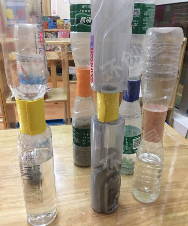 幼儿园科学区自制简单玩具沙漏图片