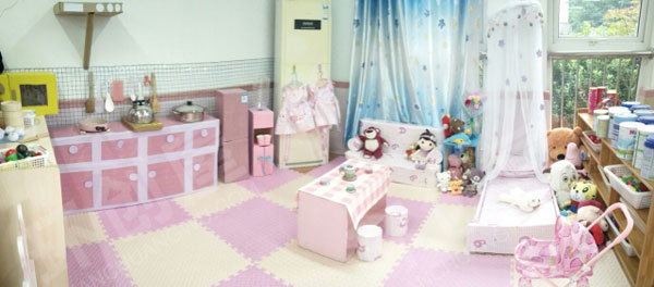 幼儿园角色游戏满满少女心的娃娃家图片