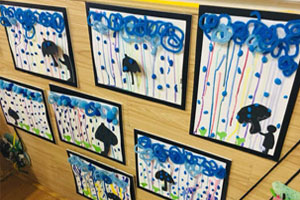 幼儿园蘑菇雨伞作品展示图片