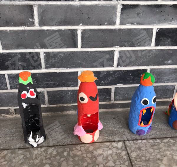 幼儿园废旧塑料瓶和黏土的结合作品展示图片
