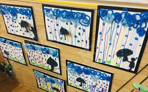 幼儿园蘑菇雨伞作品展示图片
